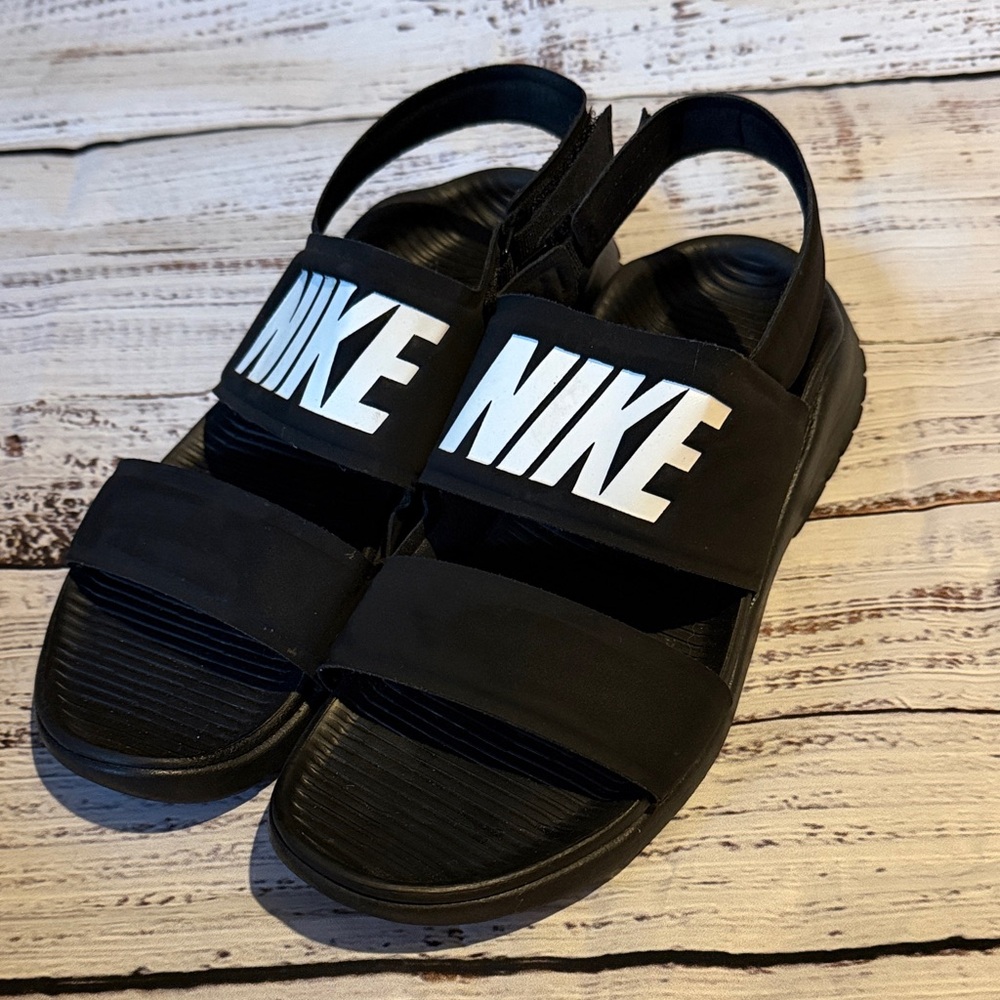 Nike Black Sandal Slides with White Logo Strap